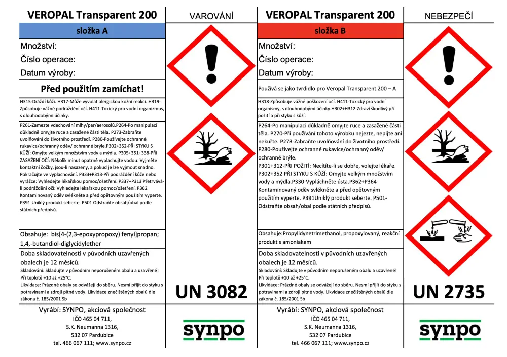 VEROPAL Transparent 200 1,5kg čirá epoxidová pryskyřice